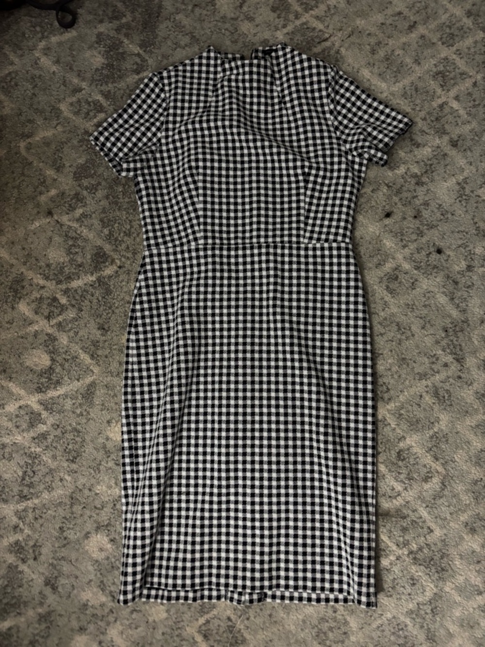 Ann Taylor Black and White Gingham Midi Dress